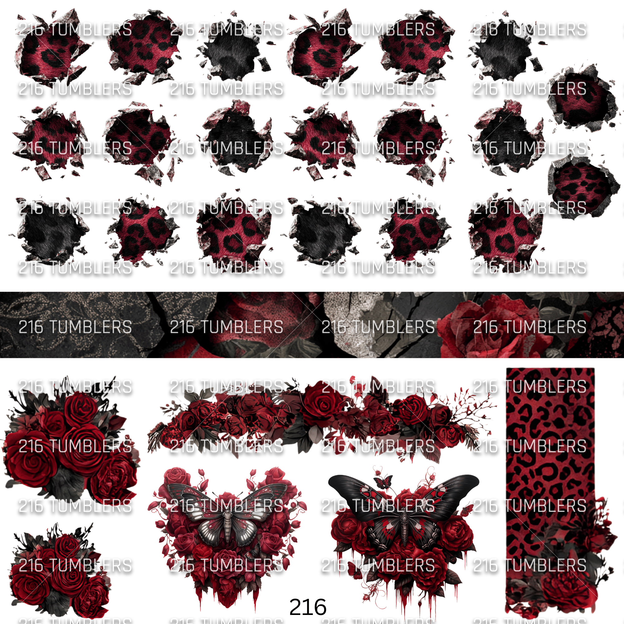 1067 LEOPARD CIRCLE RIPPED THINGS W/FLORAL AND BUTTERFLIES