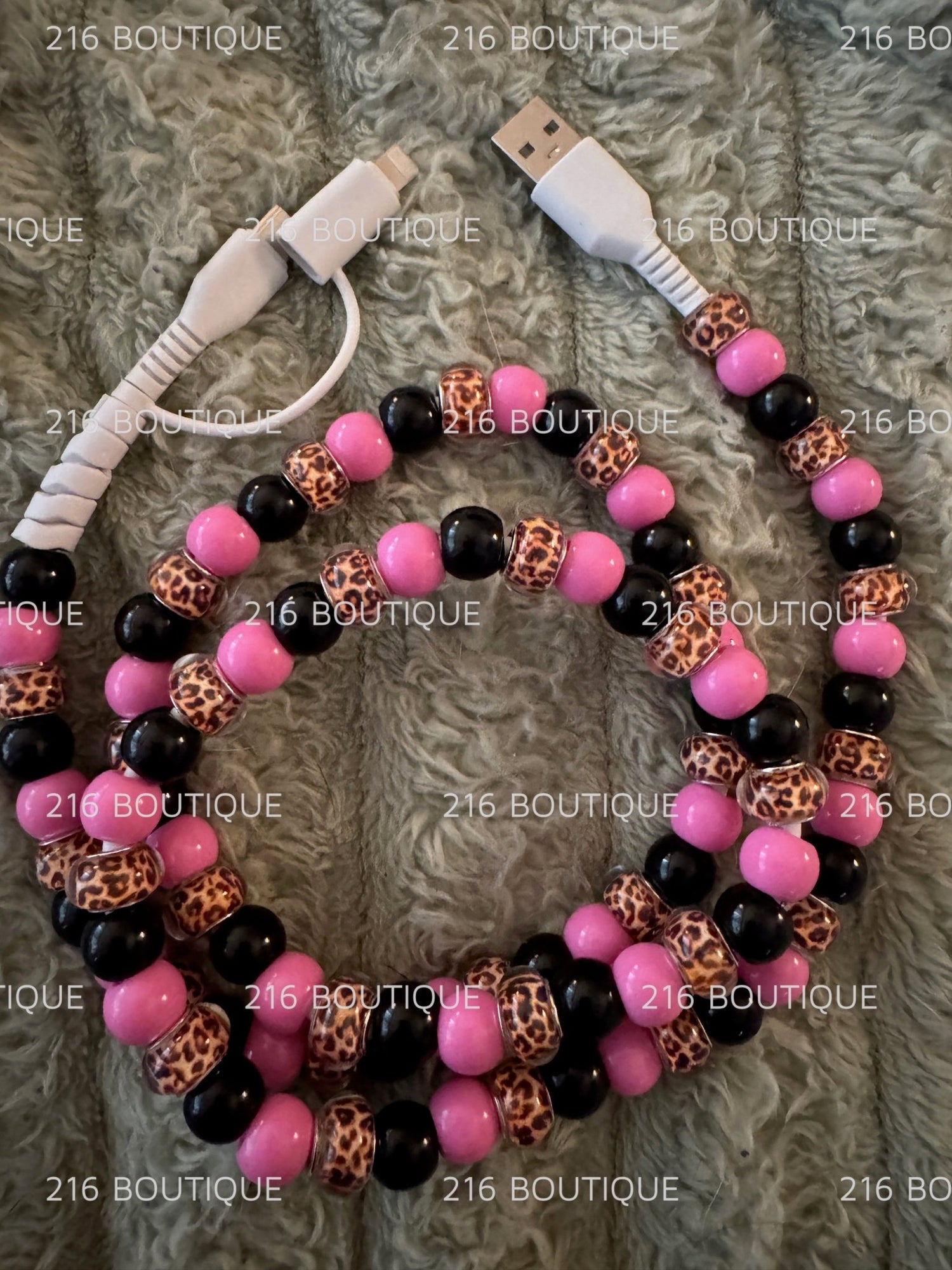 2 in 1 Beaded Chargers CUSTOM PINK /LEOPARD/ BLACK - 216 Tumblers