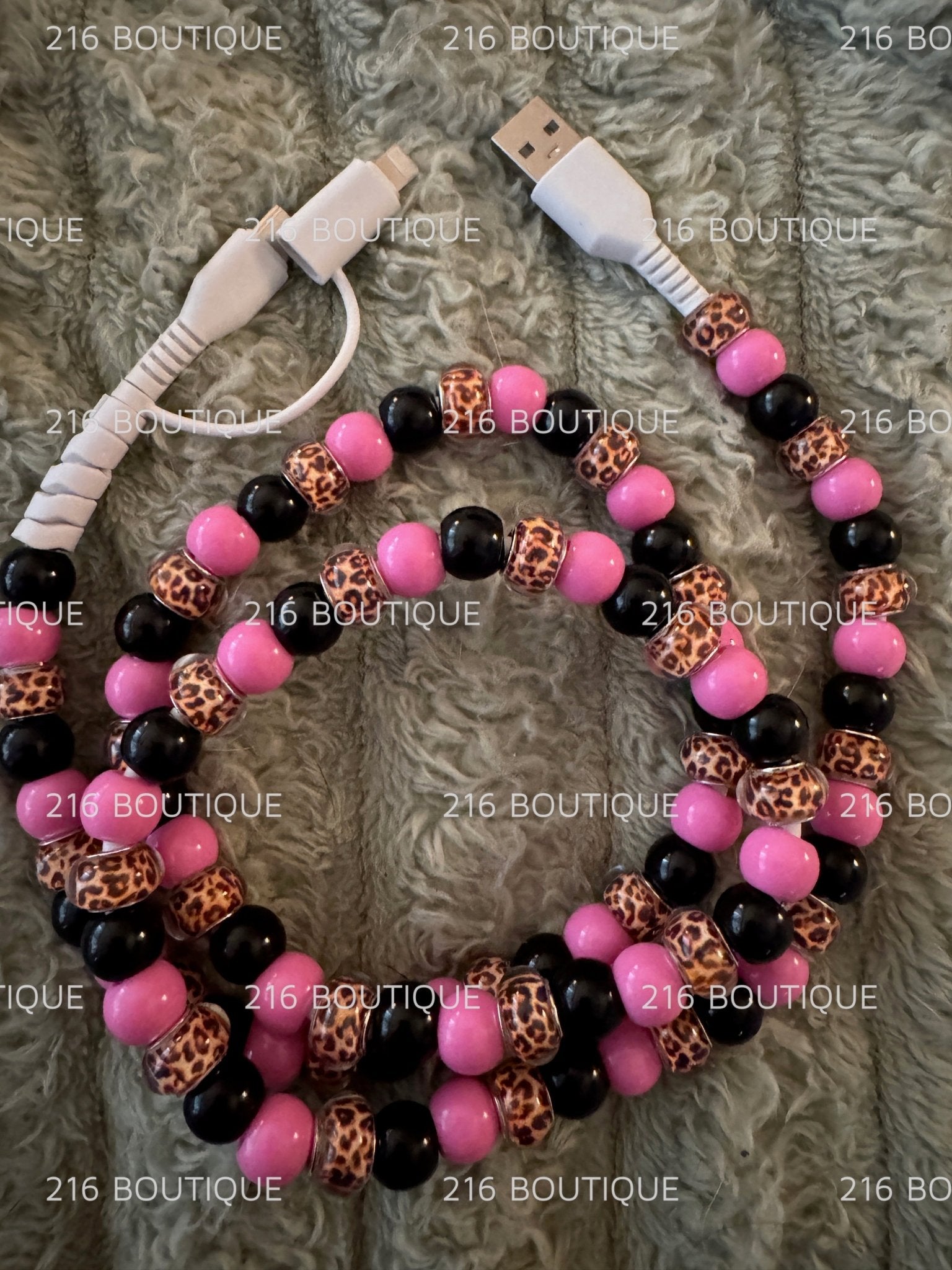 2 in 1 Beaded Chargers CUSTOM PINK /LEOPARD/ BLACK - 216 Tumblers