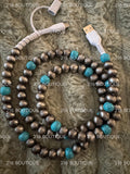 2 in 1 Beaded Chargers SMOKEY CAT EYE/ TURQUOISE - 216 Tumblers