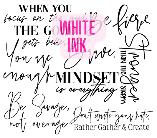 20 - 120 WHITE LETTERS KGD Words 1 - 216 Tumblers