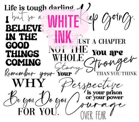 20 - 121 WHITE LETTERS KGD Words 2 - 216 Tumblers