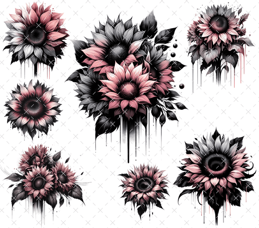 20 - 152 PINK/GREY FLOWERS - 216 Tumblers