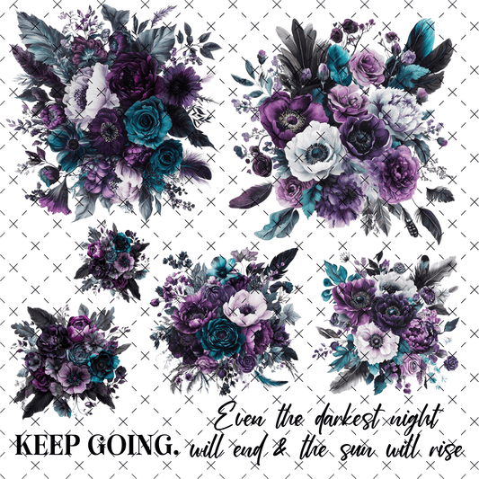 20 - 177 KEEP GOING PURPLE AND TEAL FLOWERS - 216 Tumblers