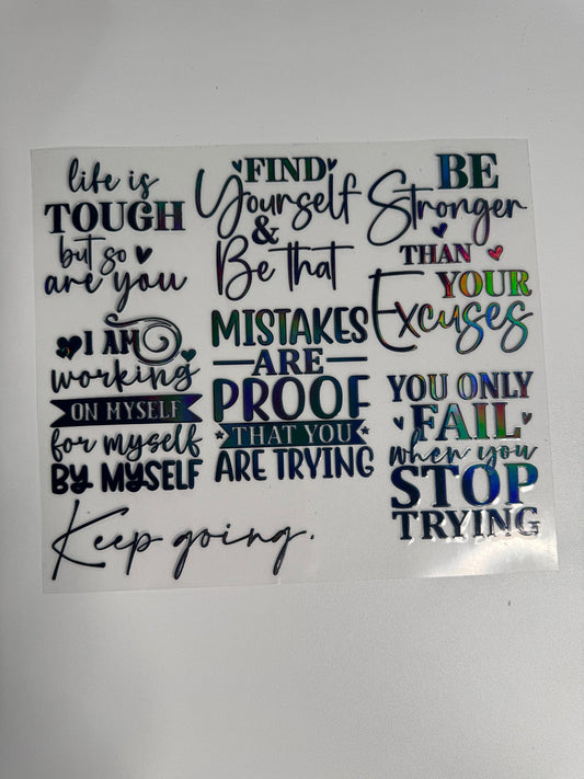 20 - 206 BLACK HOLOGRAPHIC WORDS - 216 Tumblers