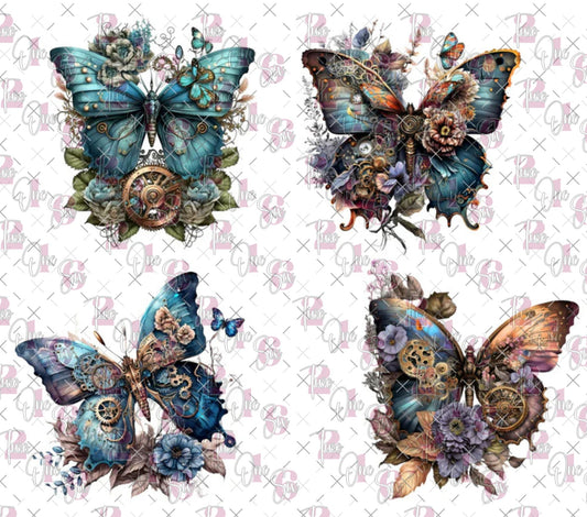 20 - 34 Steampunk Butterflies Blues - 216 Tumblers