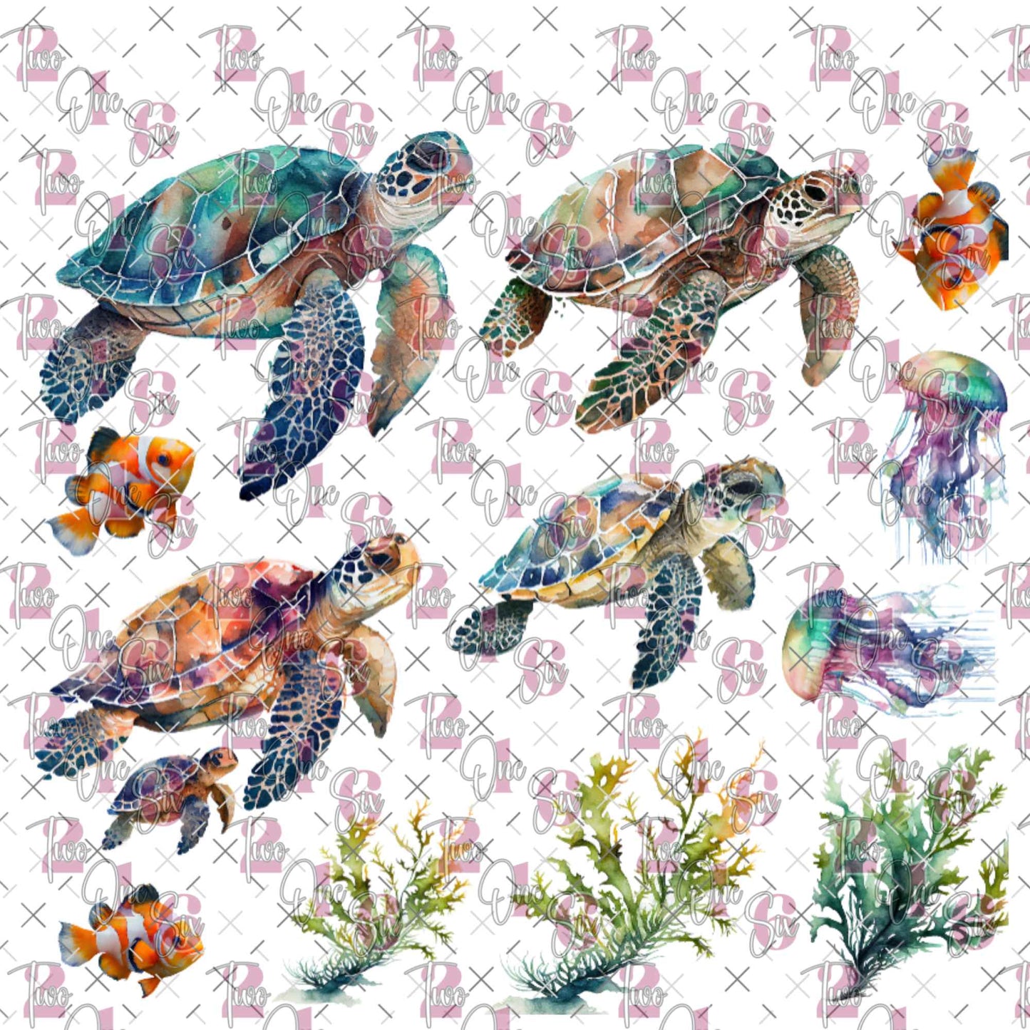 20 - 6 9.3x8.2 Turtle Time - 216 Tumblers