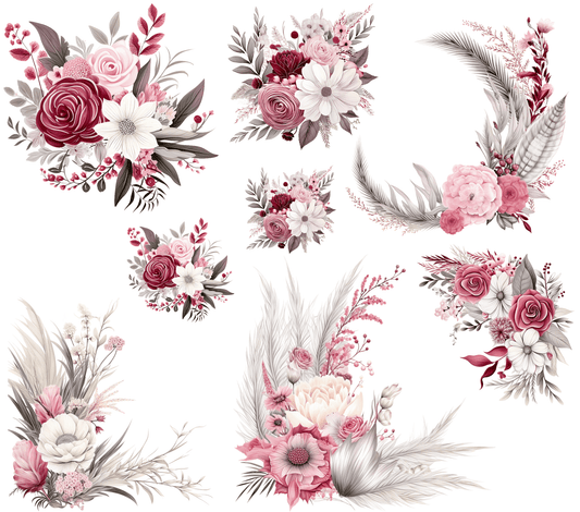 20 - 66 Feathery Pink flowers - 216 Tumblers