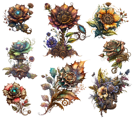 #20-18 9.3 x 8.2 Steampunk Flowers