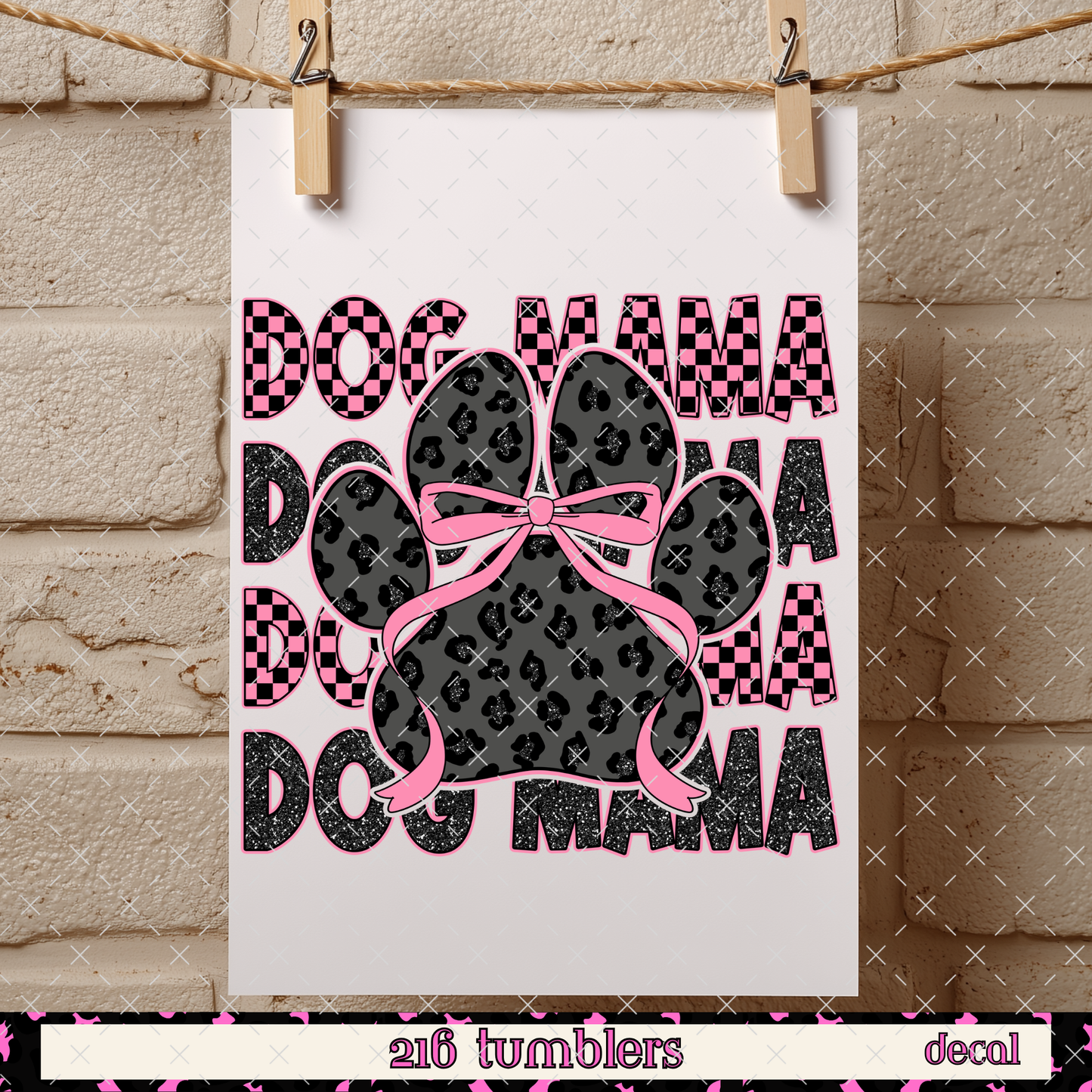 D 421 DOG MAMA PINK/BLACK LEOPARD/CHECKER