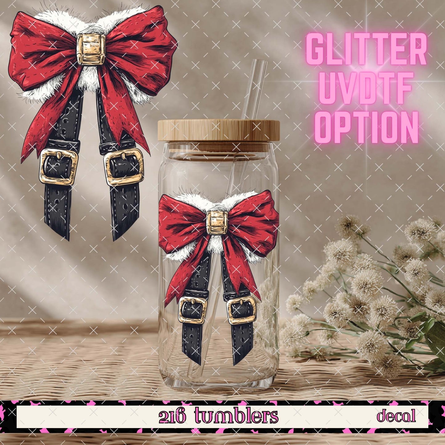 GLITTER UVDTF 399 SANTA BUCKLE BOW