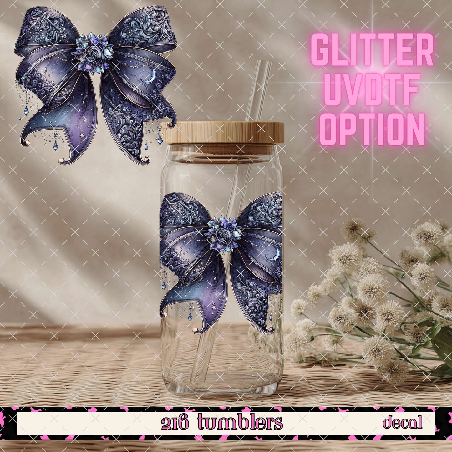 GLITTER UVDTF 420 PRETTY BLUE BOW