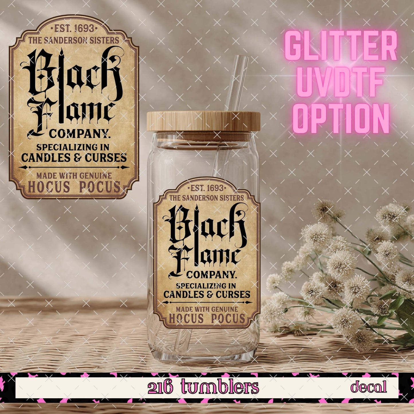 GLITTER UVDTF 114 BLACK FLAME TAN