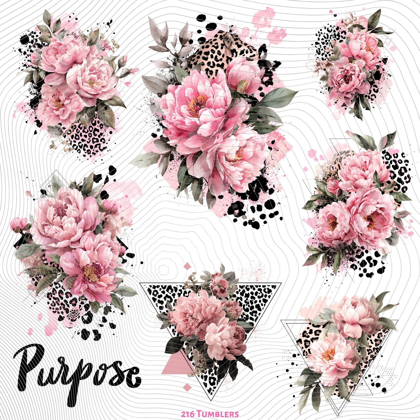 765 PINK LEOPARD AND FLOWERS