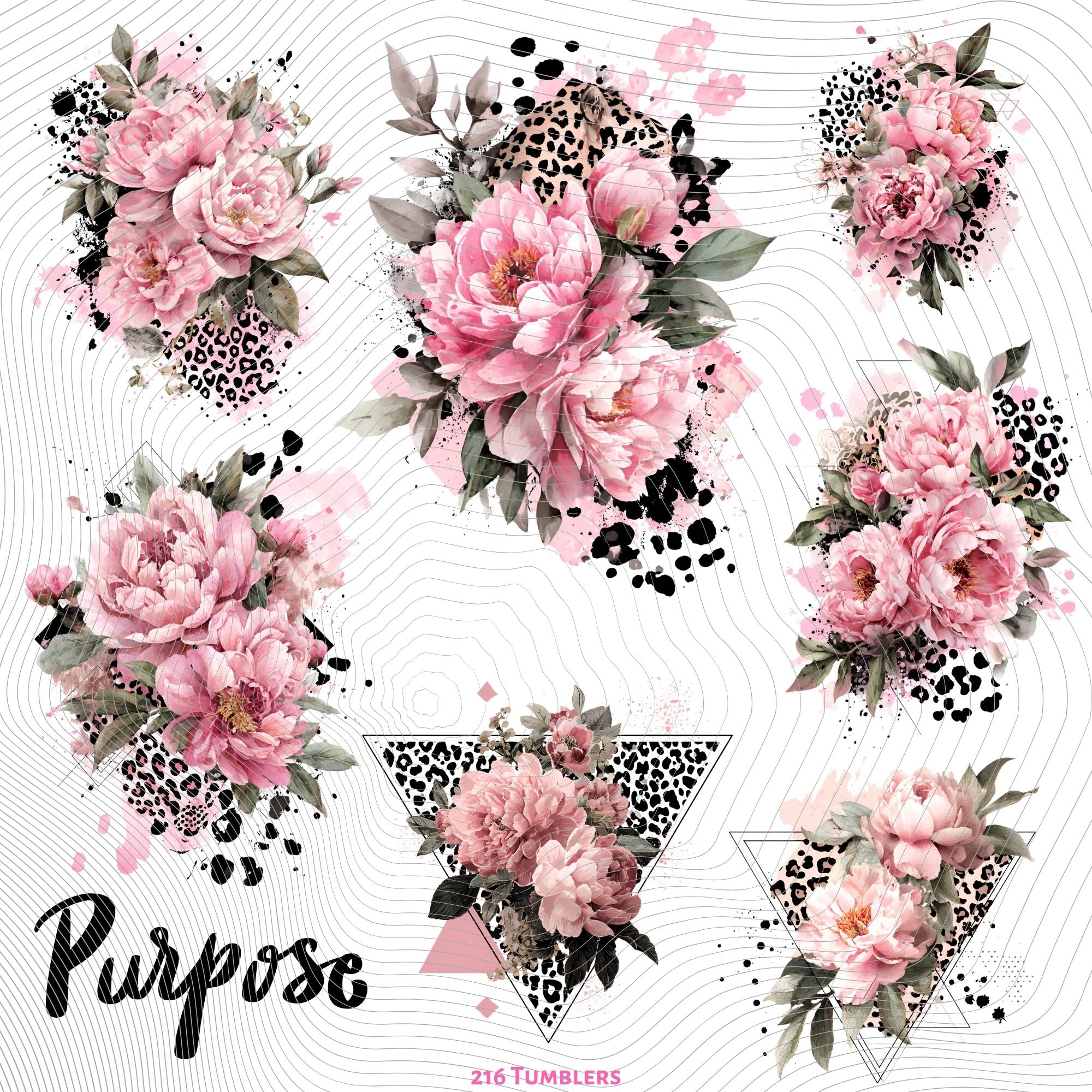 765 PINK LEOPARD AND FLOWERS