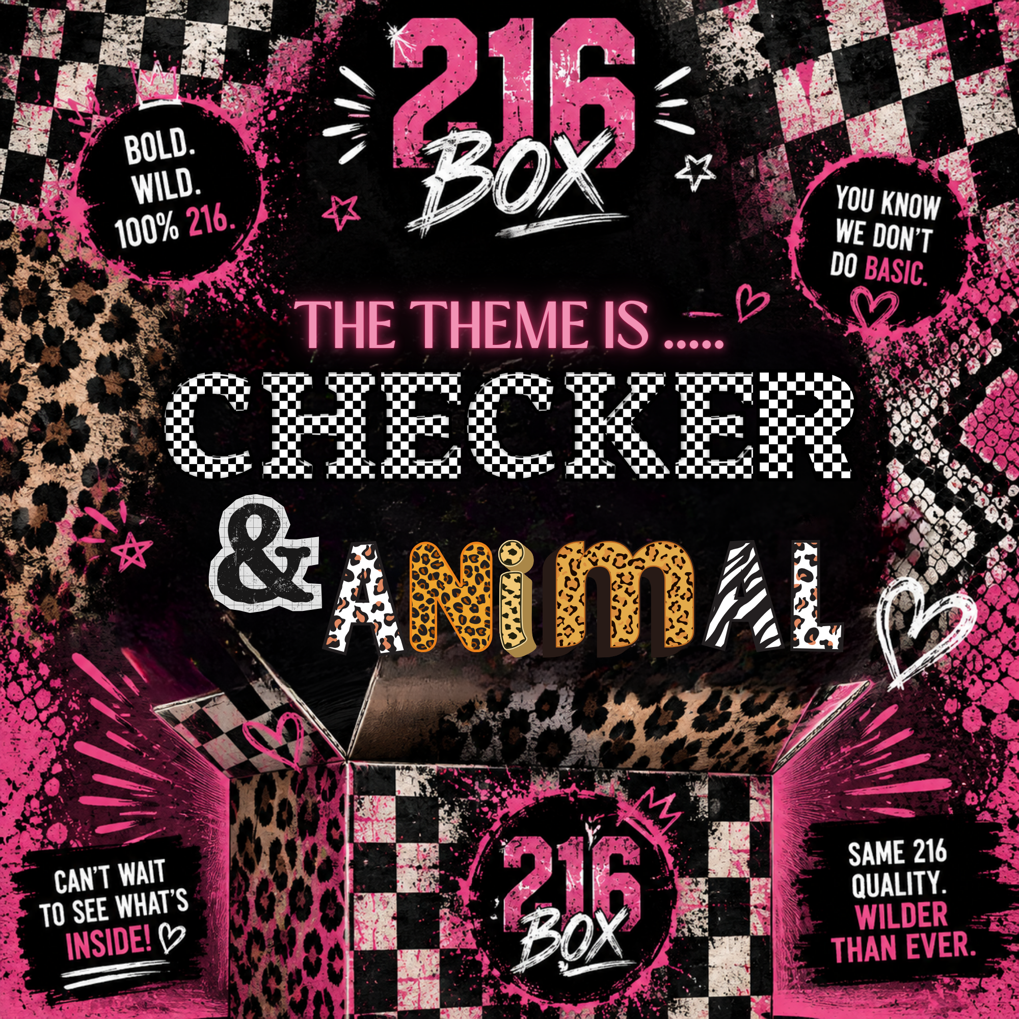 216 CHECKER & ANIMAL PRINT BOX - PREORDER* DO NOT ADD OTHER ITEMS TO CART