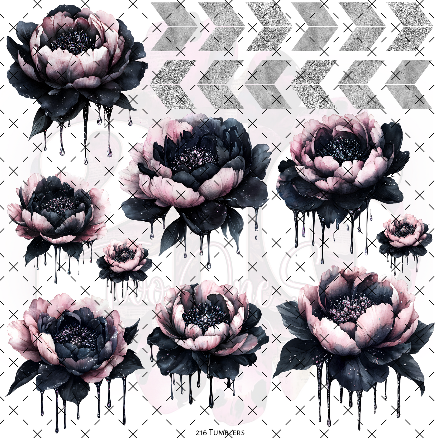 10X10-  217 GOTHIC FANTASY FLORAL DRIP