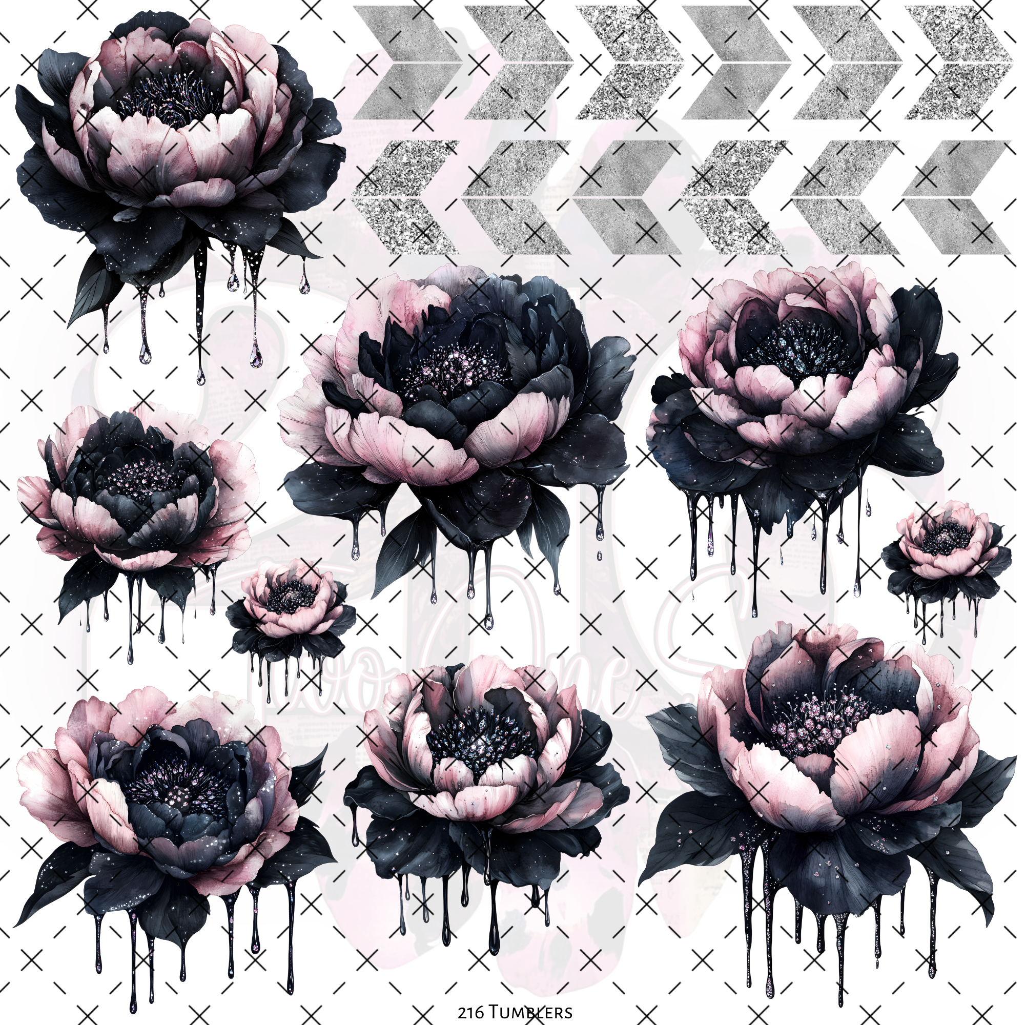 10X10-  217 GOTHIC FANTASY FLORAL DRIP