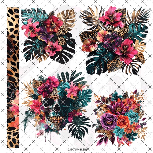 220 MONSTERA FLORAL SKULL - 216 Tumblers