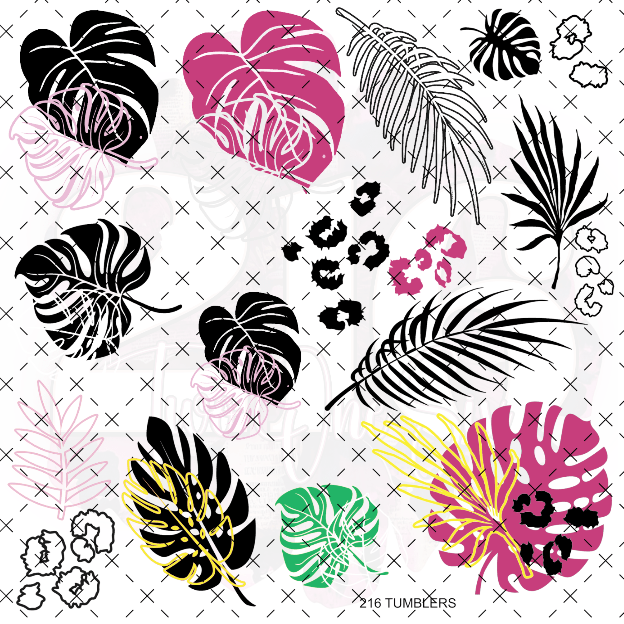 222 - COLORFUL MONSTERA W/OFFSETS - 216 Tumblers