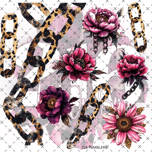 227 LEOPARD CHAINS W/ FLOWERS - 216 Tumblers