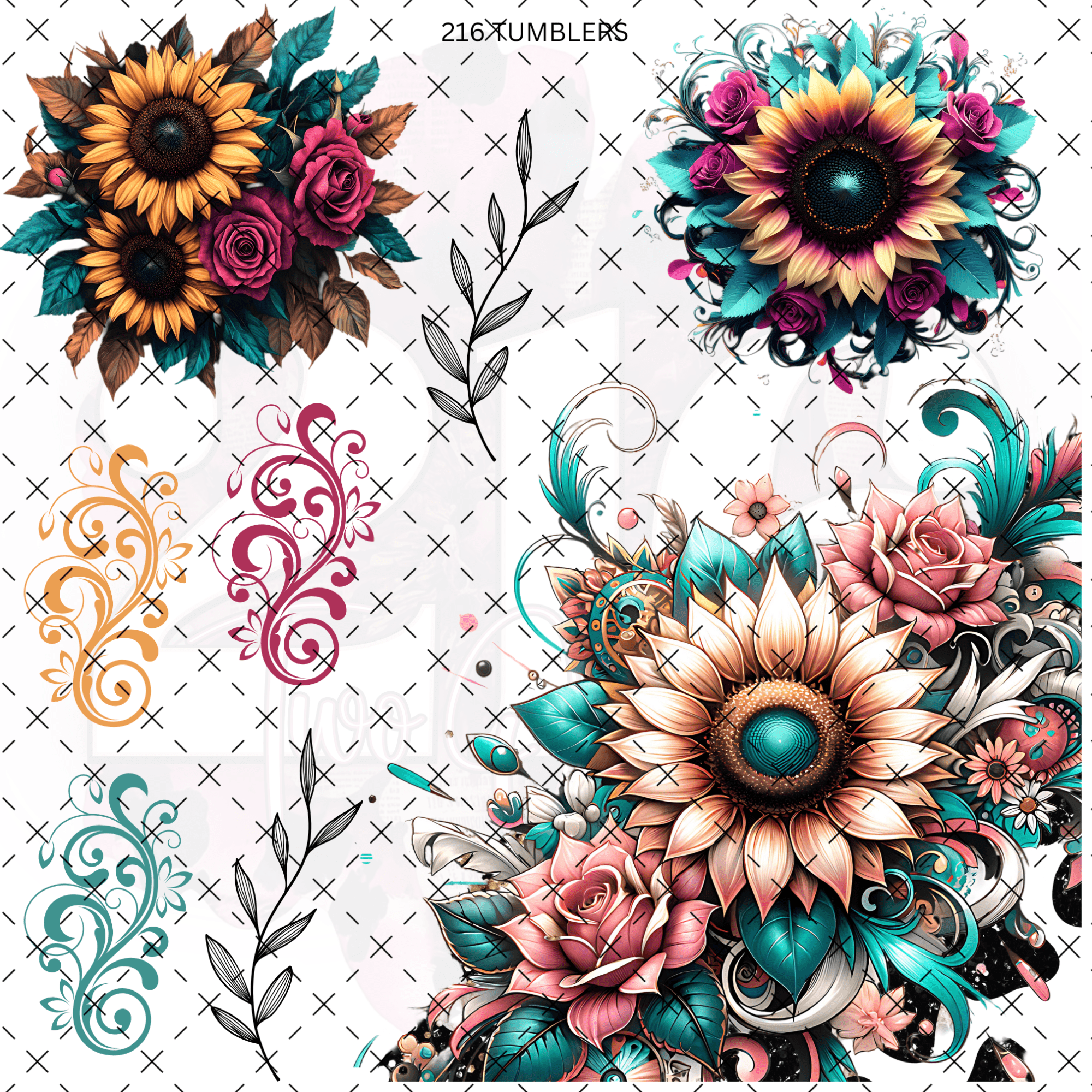 232 FLORALS - 216 Tumblers