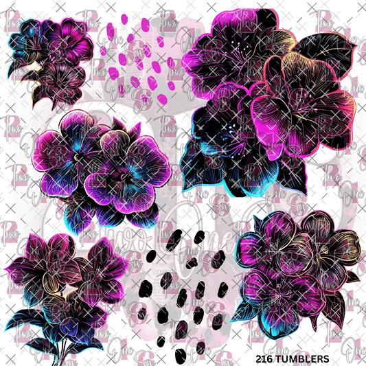 239 DARK NEON FLOWERS - 216 Tumblers