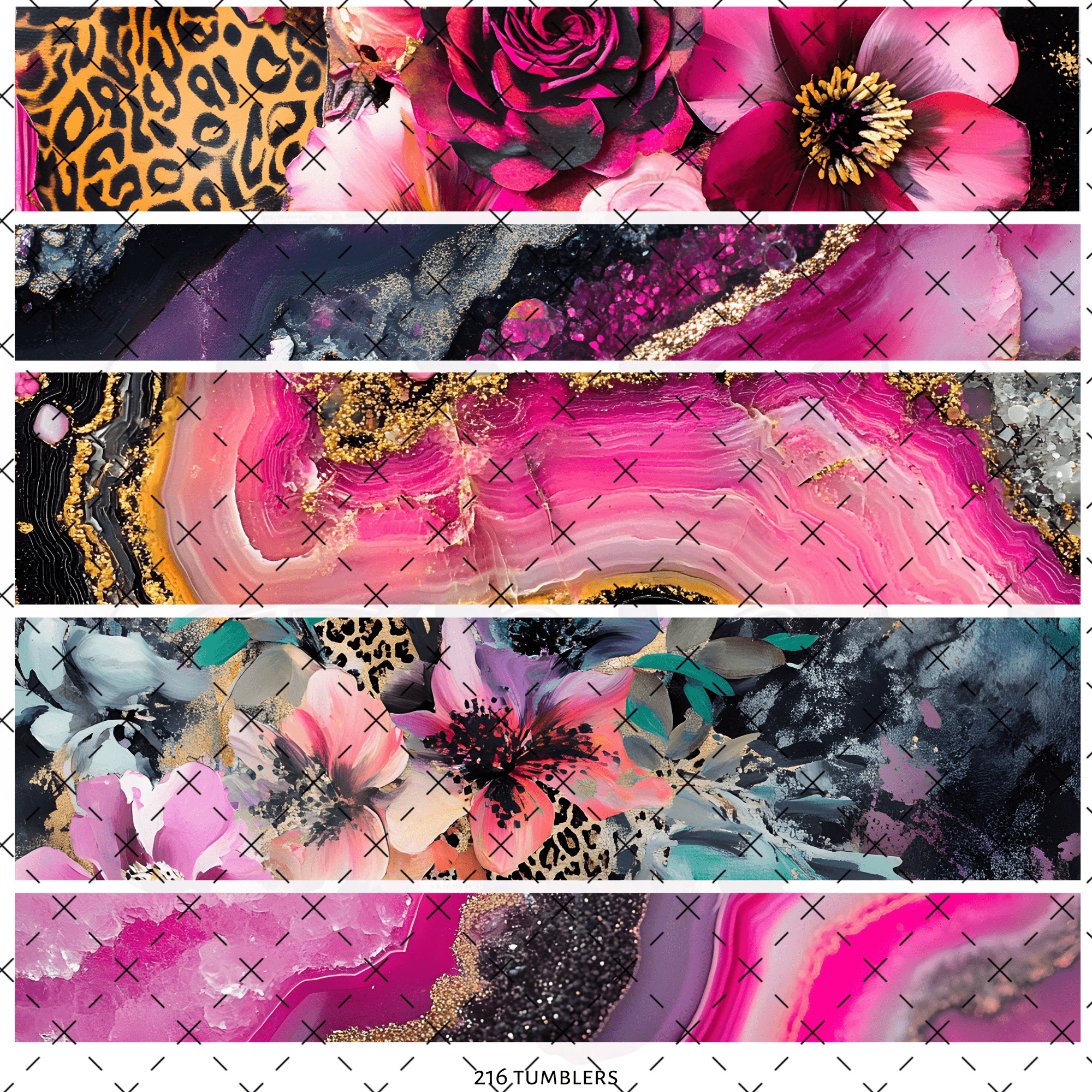 256 AGATE FLORAL BANDS - 216 Tumblers