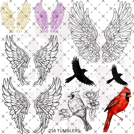 258 - ANGEL WINGS OUTLINE - 216 Tumblers