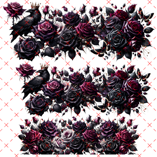 10X10 #21 A PURPLE AND BLACK FLORAL WRAP 3 ROWS