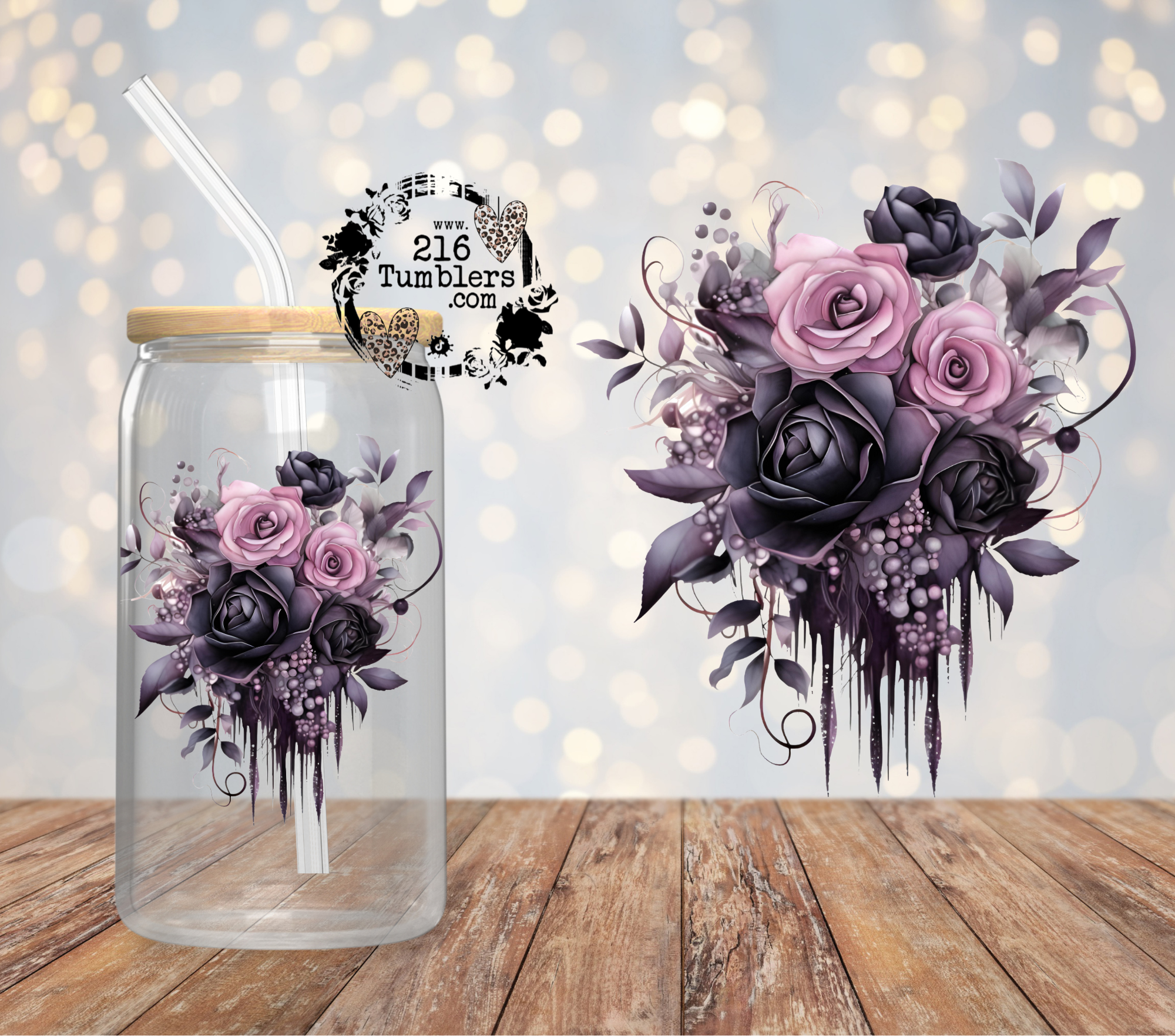 #D-264 Purple & Pink Drip floral