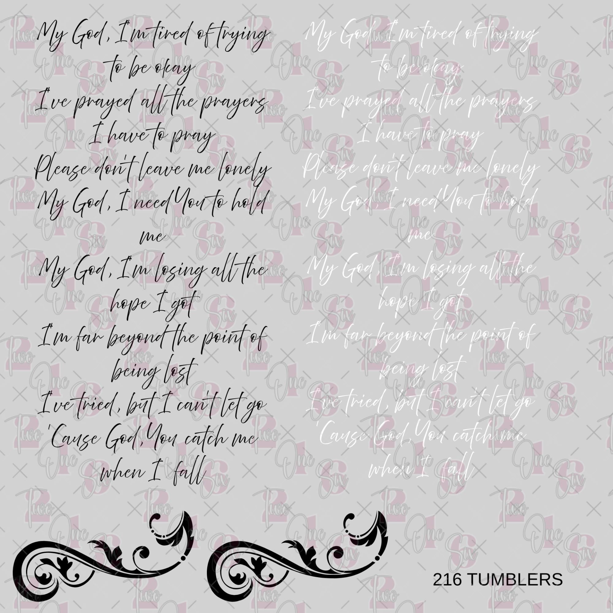 303 WHEN I FALL LYRICS (white/black) - 216 Tumblers