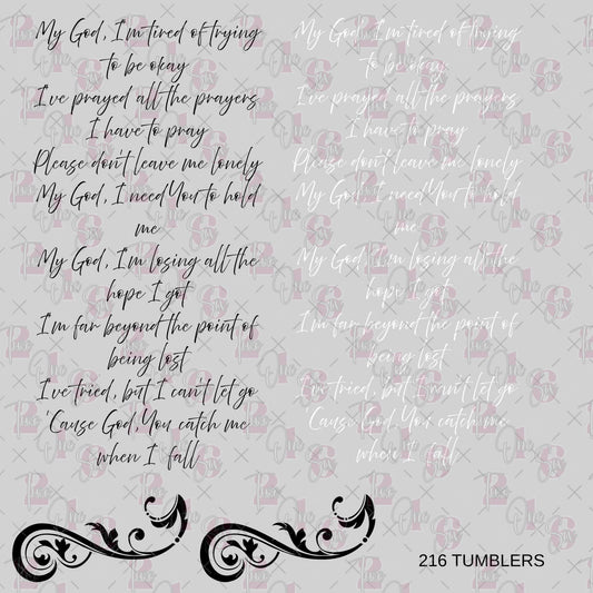 303 WHEN I FALL LYRICS (white/black) - 216 Tumblers