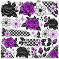 1262 VIBRANT AF FLOWERS AND CHECKERS - OBSESSED