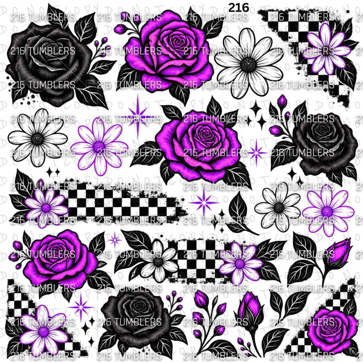 1262 VIBRANT AF FLOWERS AND CHECKERS - OBSESSED