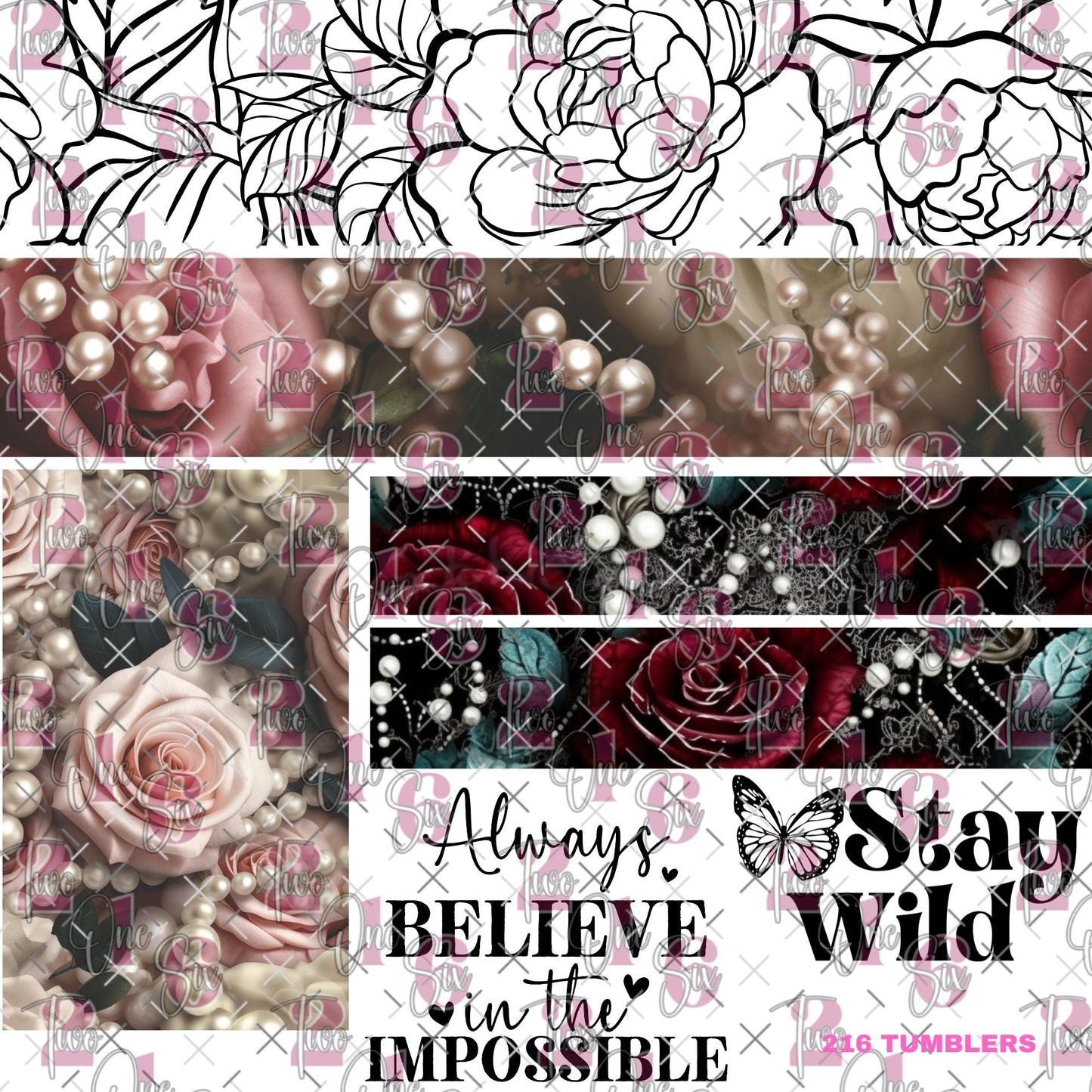 323 PEARLS AND ROSES - 216 Tumblers