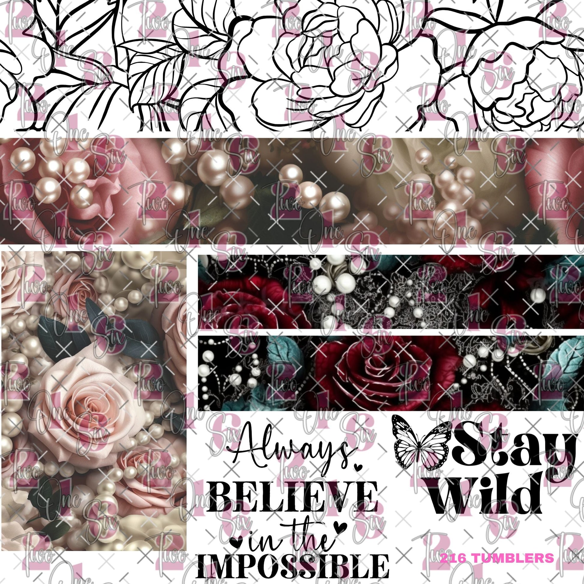 323 PEARLS AND ROSES - 216 Tumblers