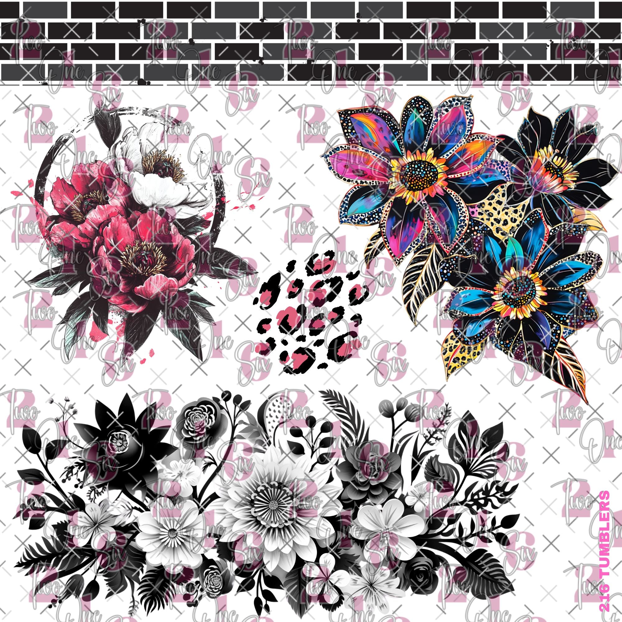 324 BRICK FLORALS - 216 Tumblers