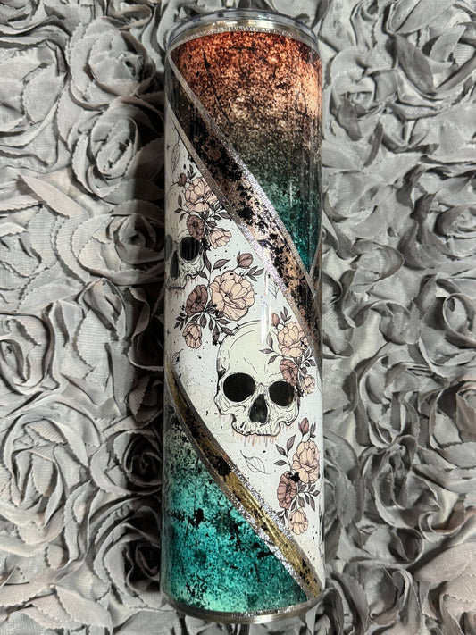 32oz Floral Skull Mixed Media - 216 Tumblers