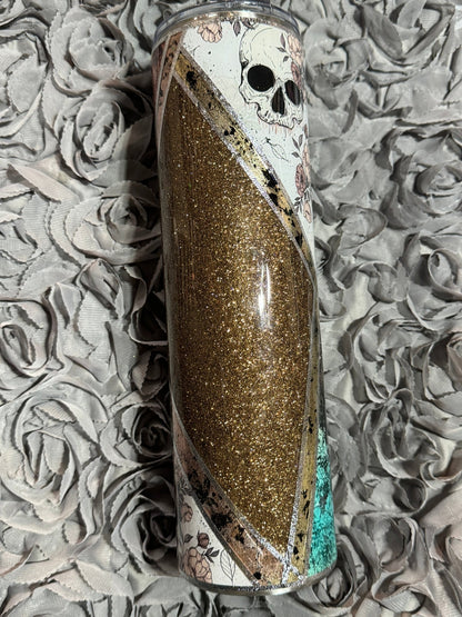 32oz Floral Skull Mixed Media - 216 Tumblers