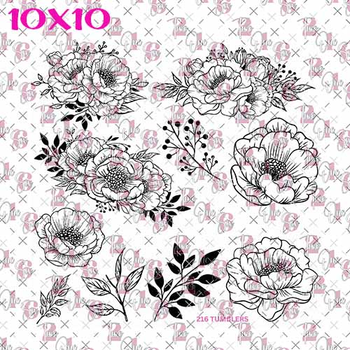 357 FLORAL OUTLINES - 216 Tumblers