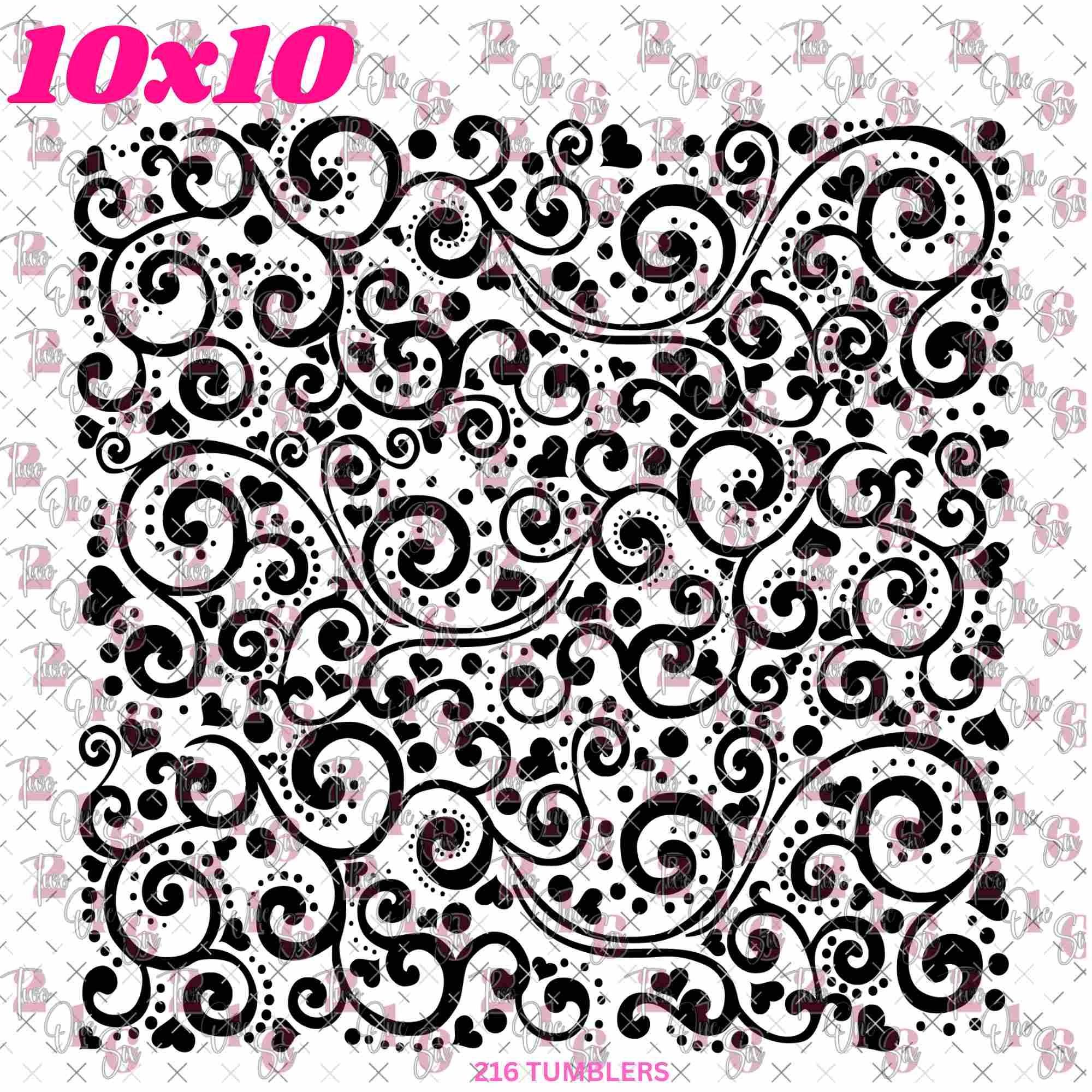 358 TOOLED HEARTS - 216 Tumblers