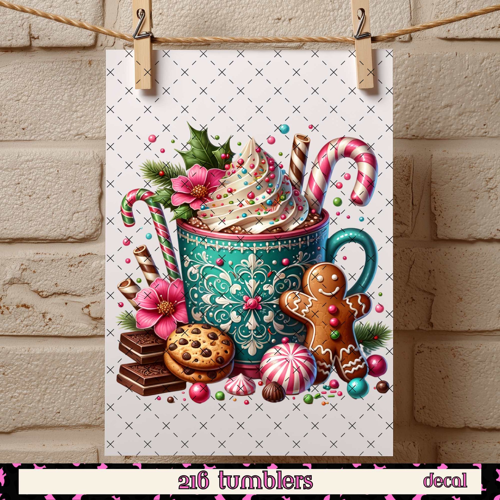 390 CHRISTMAS DECAL 4" - 216 Tumblers