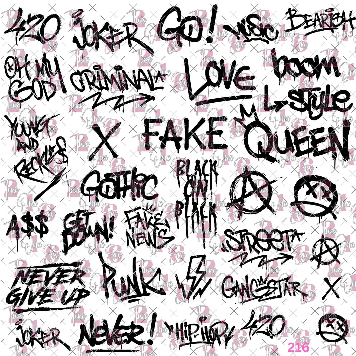 543 GRAFITTI WORDS IN BLACK OR WHITE