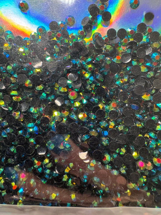 3mm RESIN RHINESTONES BLACK AB (JELLY) - 216 Tumblers