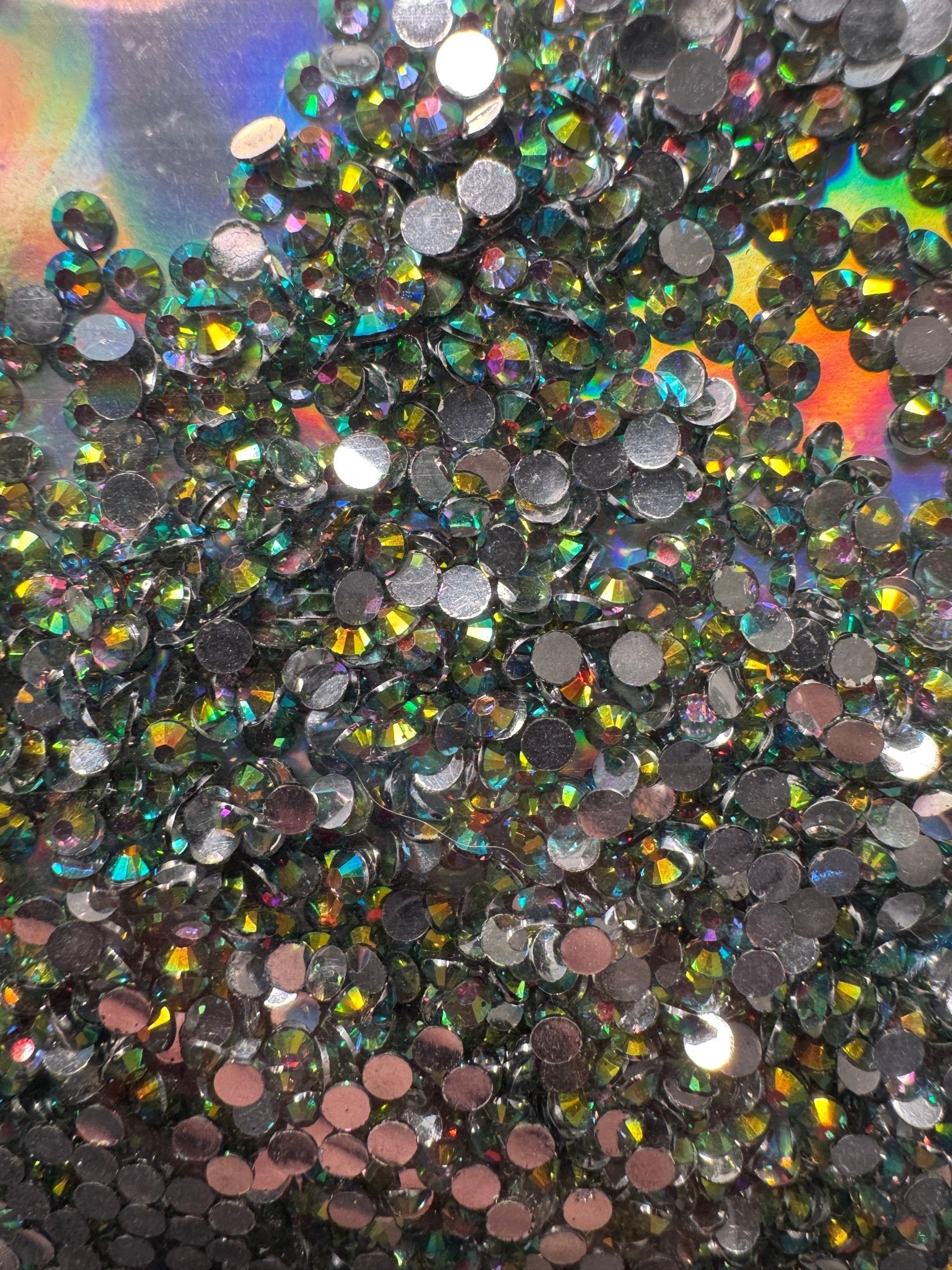 3mm RESIN RHINESTONES BLACK DIAMOND AB SILVER BACK - 216 Tumblers