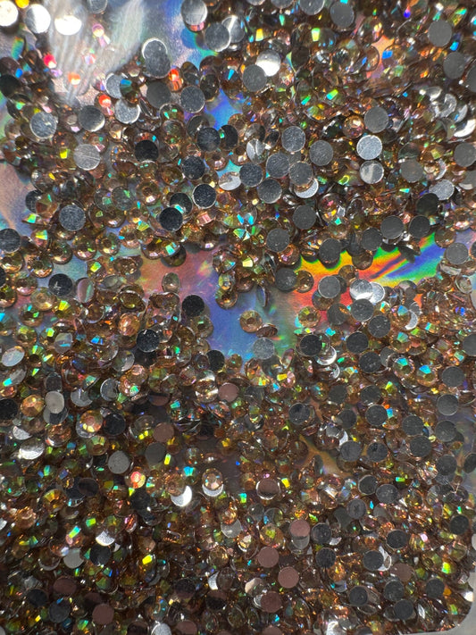 3mm RESIN RHINESTONES CHAMPAGNE AB SILVER BACK - 216 Tumblers