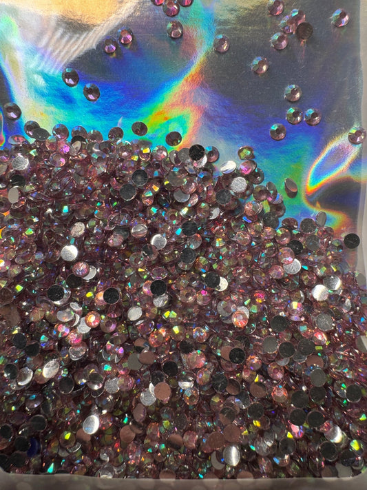 3mm RESIN RHINESTONES LIGHT PINK AB SILVER BACK - 216 Tumblers