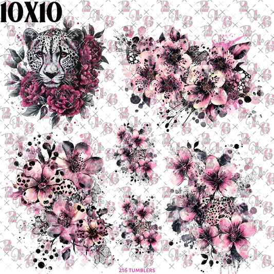 404 PINK FLOWER W/TIGER AND LEOPARD - 216 Tumblers