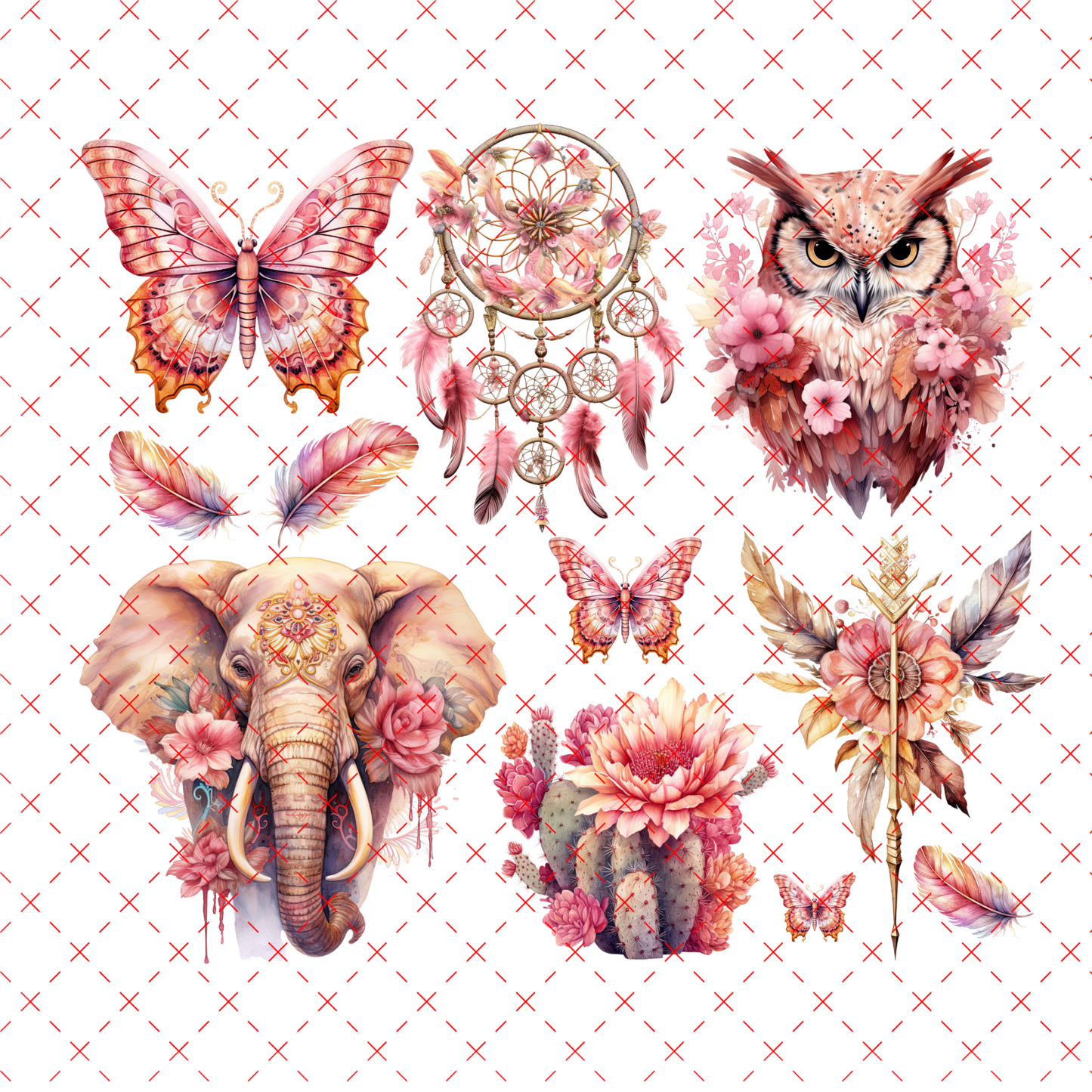 20-187 ELEPHANT, DREAM CATCHER, OWL....